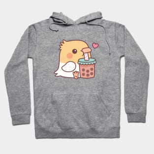 Cute Cockatiel Parrot Loves Drinking Bubble Tea Hoodie